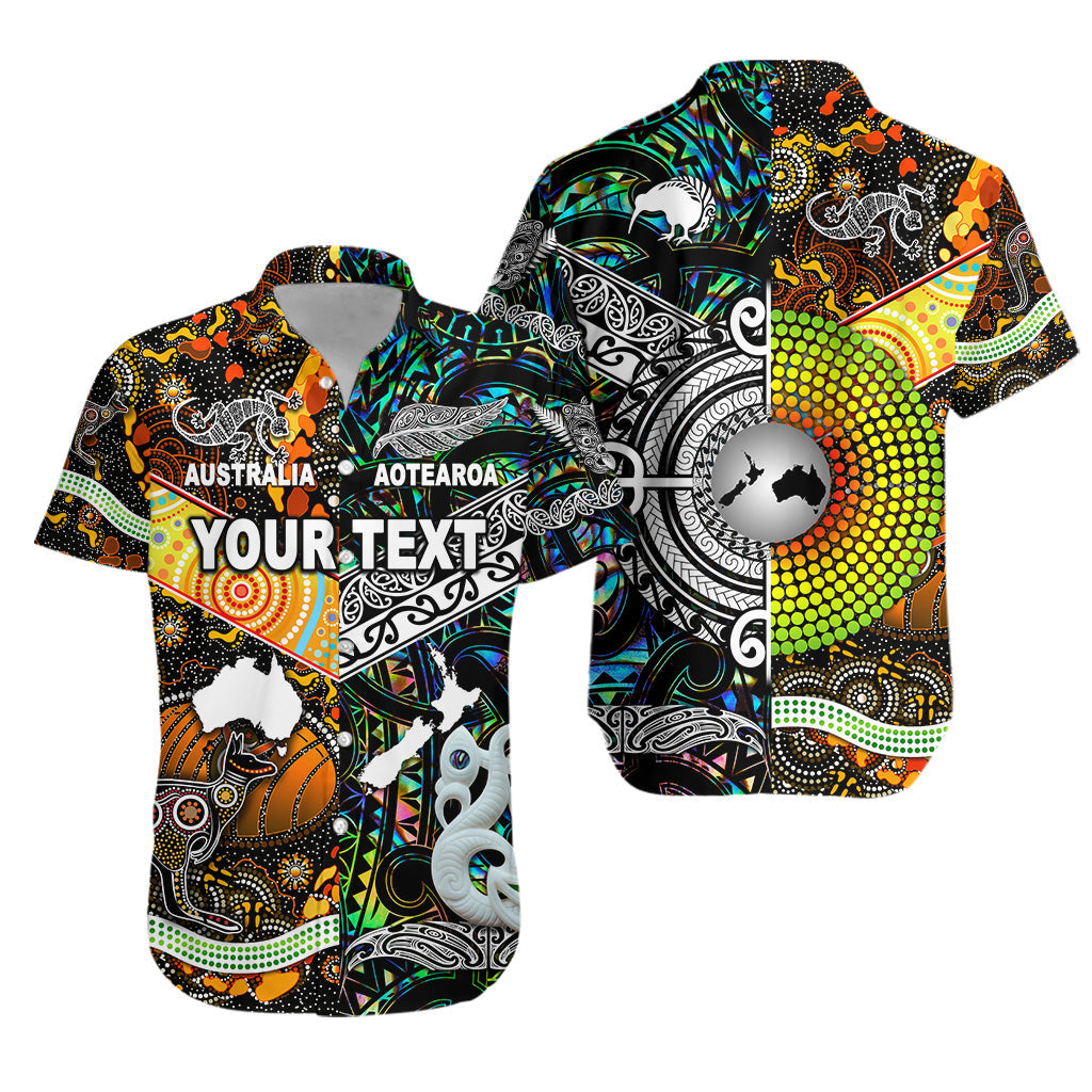 Maori Aotearoa And Aboriginal Customize Hawaiian Shirt Together Paua Shell - Vibe Hoodie Shop