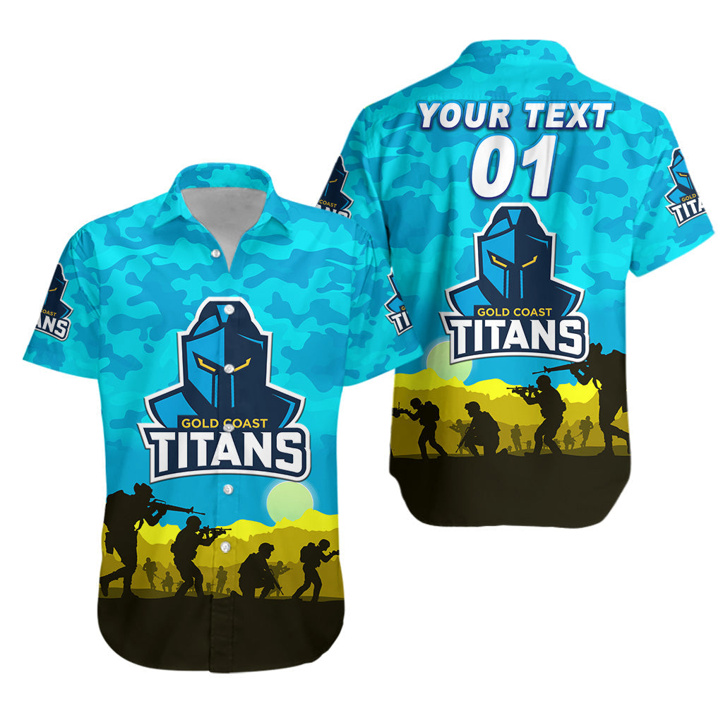 (Custom Personalised) Gold Coast Titans ANZAC 2022 Hawaiian Shirt Simple Style - Vibe Hoodie Shop