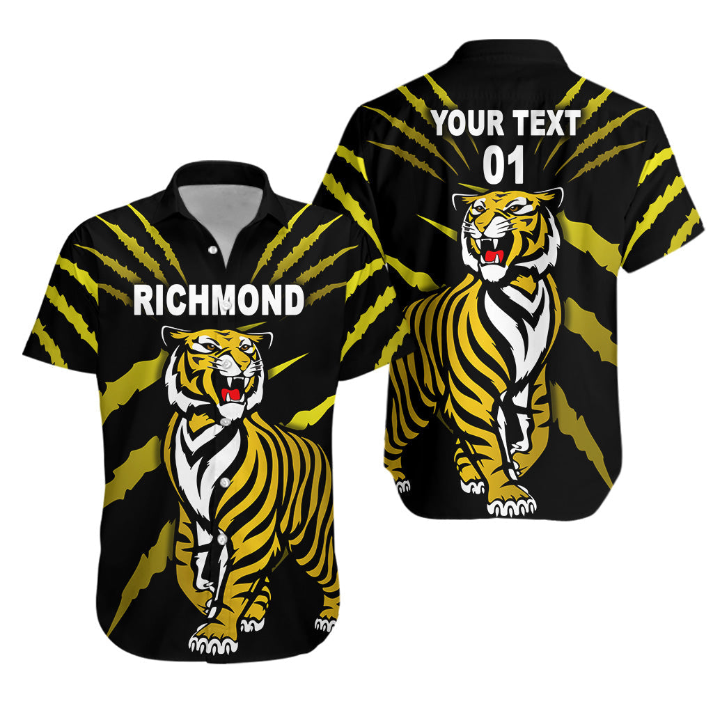 (Custom Personalised) Richmond Tigers Hawaiian Shirt Original Version - Black, Custom Text And Number - Vibe Hoodie Shop