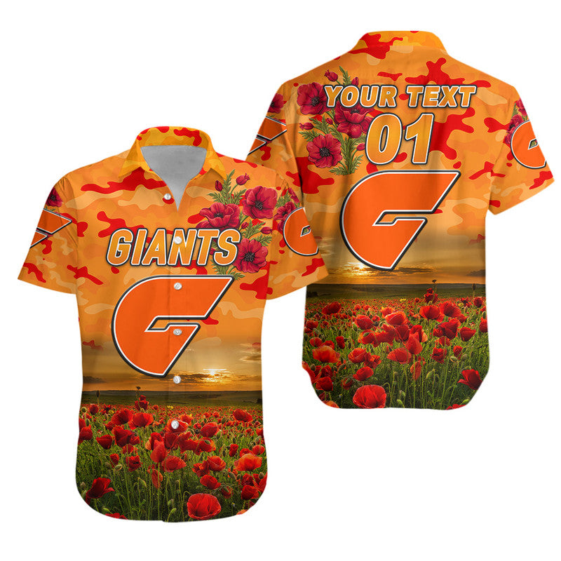 (Custom Personalised) Greater Western Sydney Giants ANZAC Hawaiian Shirt Poppy Vibes - Vibe Hoodie Shop