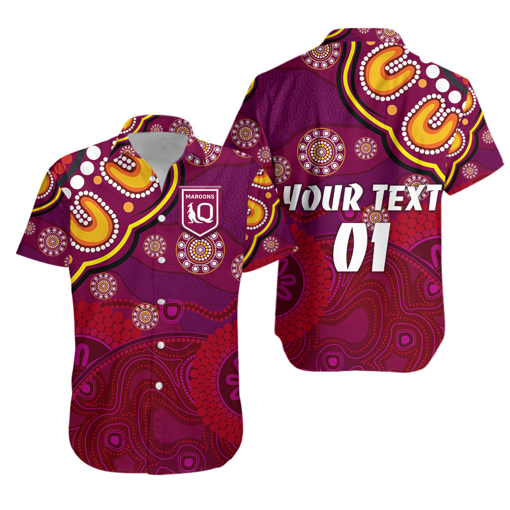 (Custom Personalised) Queensland Maroons Aboriginal Hawaiian Shirt Indigenous Vibes - Vibe Hoodie Shop