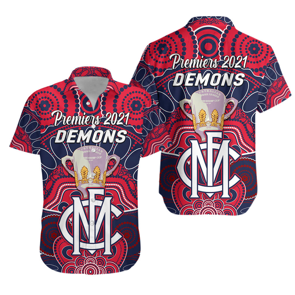 Melbourne Demons Indigenous Hawaiian Shirt Football 2021 Premiers - Trophy - Vibe Hoodie Shop