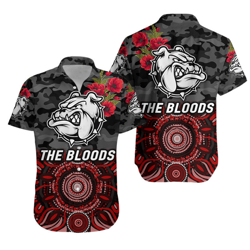 West Football Club Alice Springs ANZAC Hawaiian Shirt The Bloods Indigenous Vibes - Black - Vibe Hoodie Shop