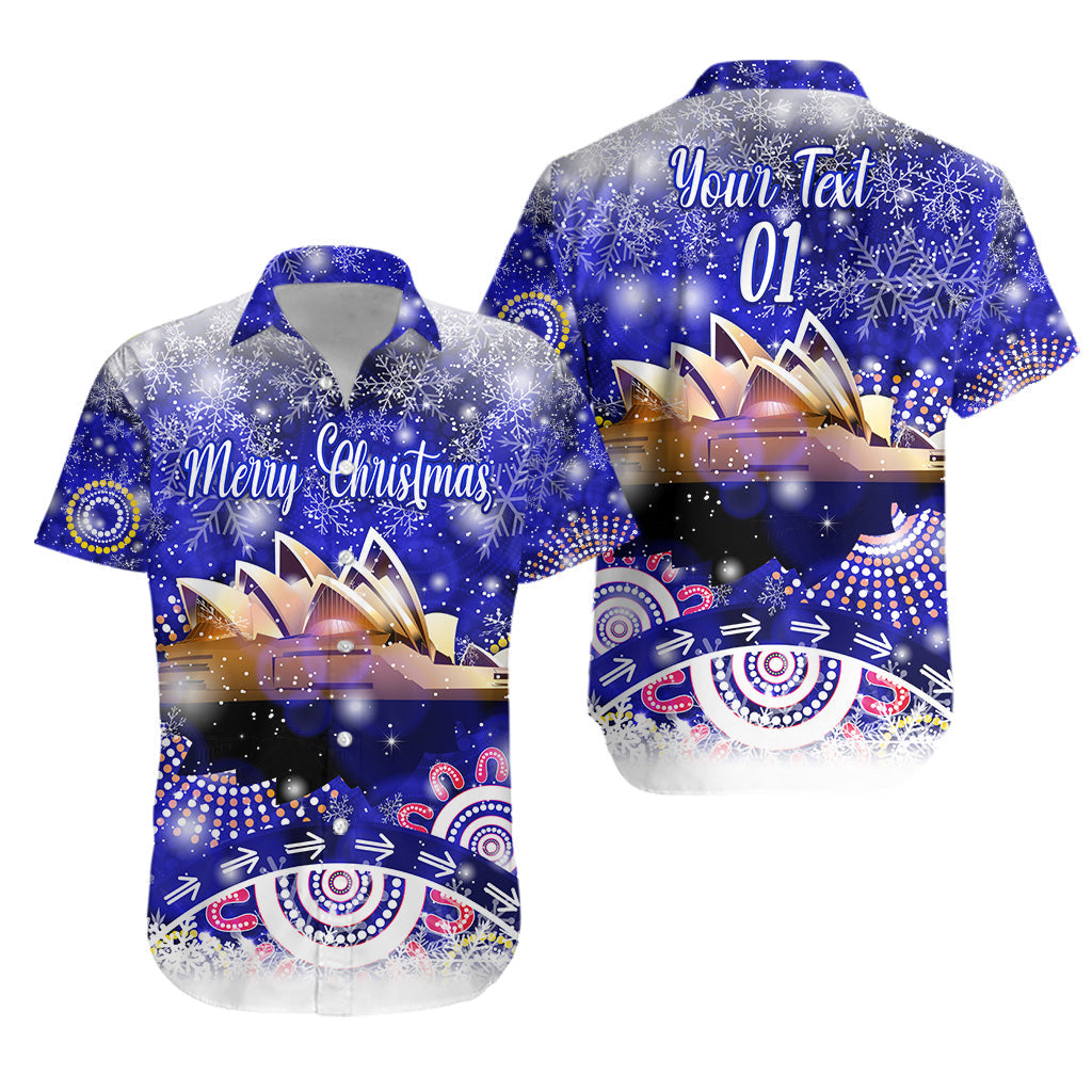 (Custom Personalised) Australian Sydney Opera House Christmas Hawaiian Shirt Original Style - Blue - Vibe Hoodie Shop