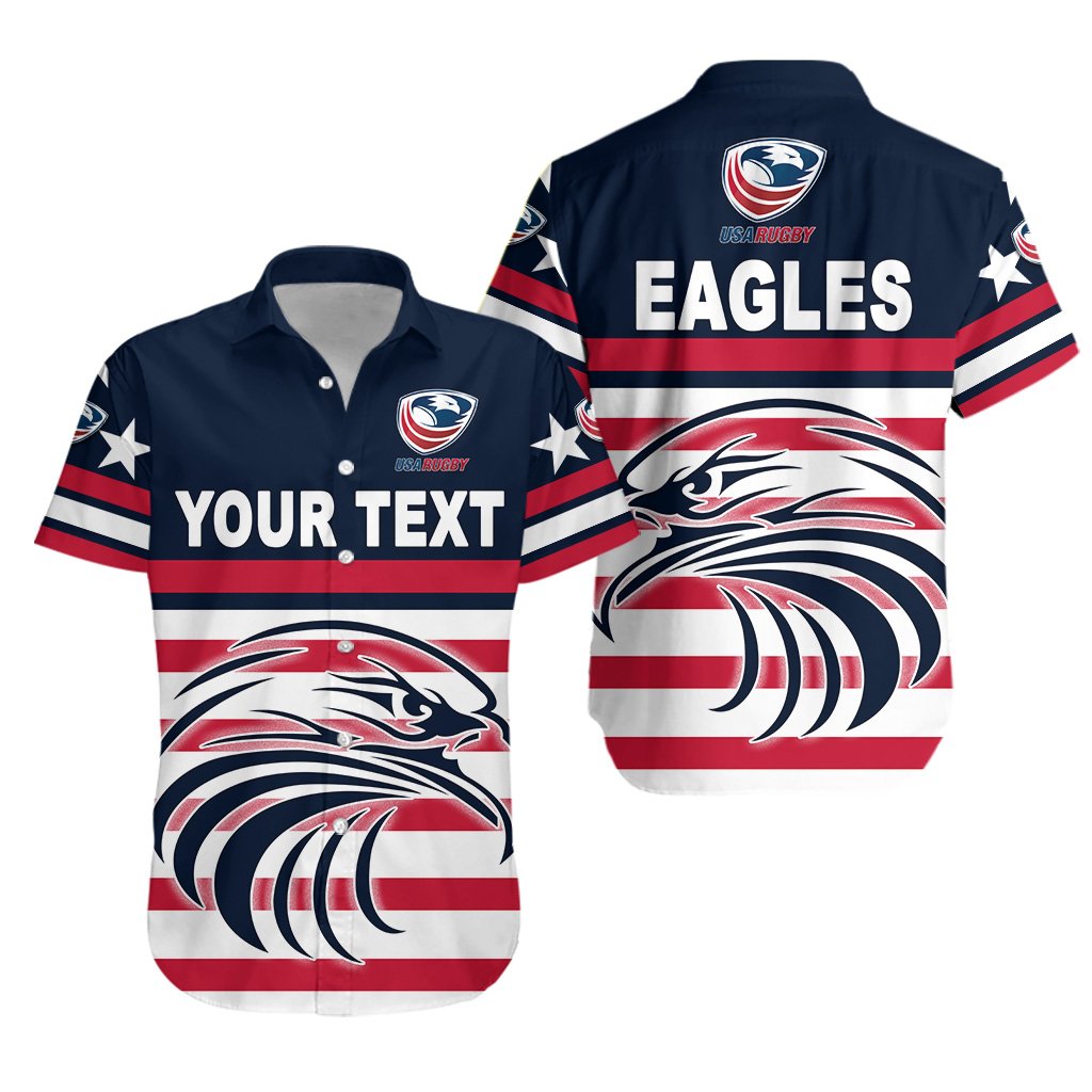 (Custom Personalised) USA Rugby Hawaiian Shirt Eagles Simple Style - Navy - Vibe Hoodie Shop