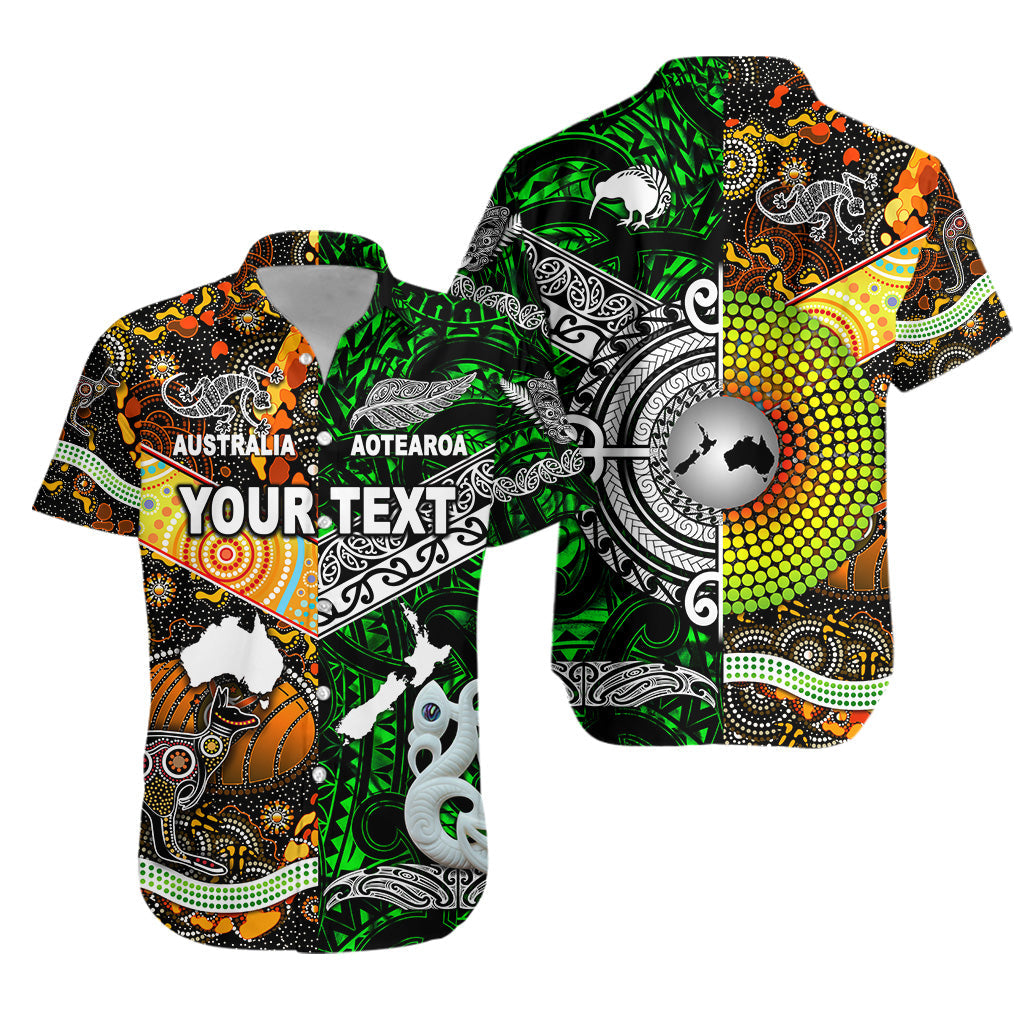 (Custom Personalised) New Zealand Maori Aotearoa And Australia Aboriginal Hawaiian Shirt Together - Green - Vibe Hoodie Shop