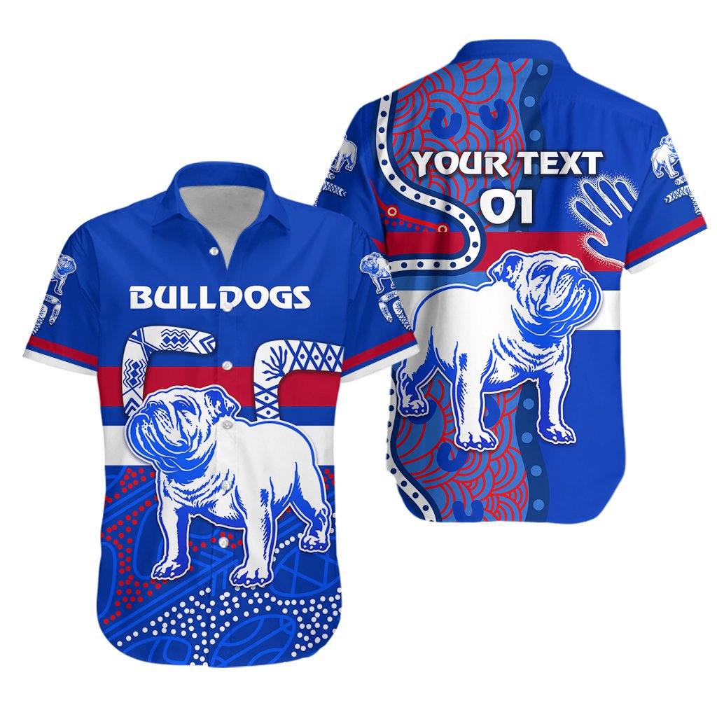 (Custom Personalised) Western Hawaiian Shirt Bulldogs Indigenous Simple Style, Custom Text And Number - Vibe Hoodie Shop