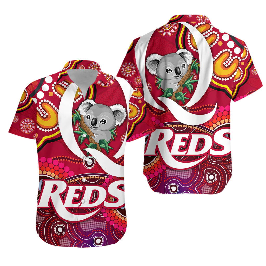 Queensland Reds Aboriginal Hawaiian Shirt Koala Indigenous Vibes - Vibe Hoodie Shop