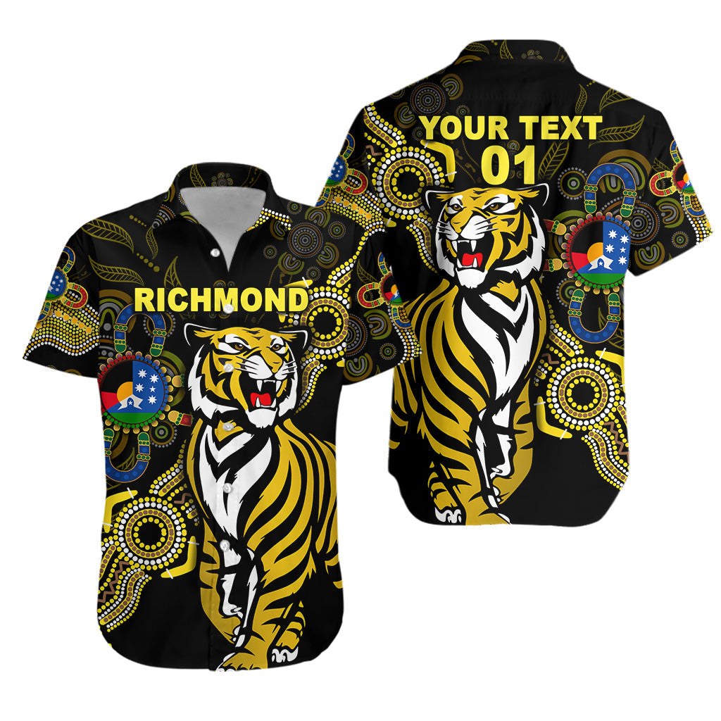 (Custom Personalised) Richmond Tigers Hawaiian Shirt NAIDOC Heal Country! Heal Our Nation - Indigenous Vibes, Custom Text And Number - Vibe Hoodie Shop