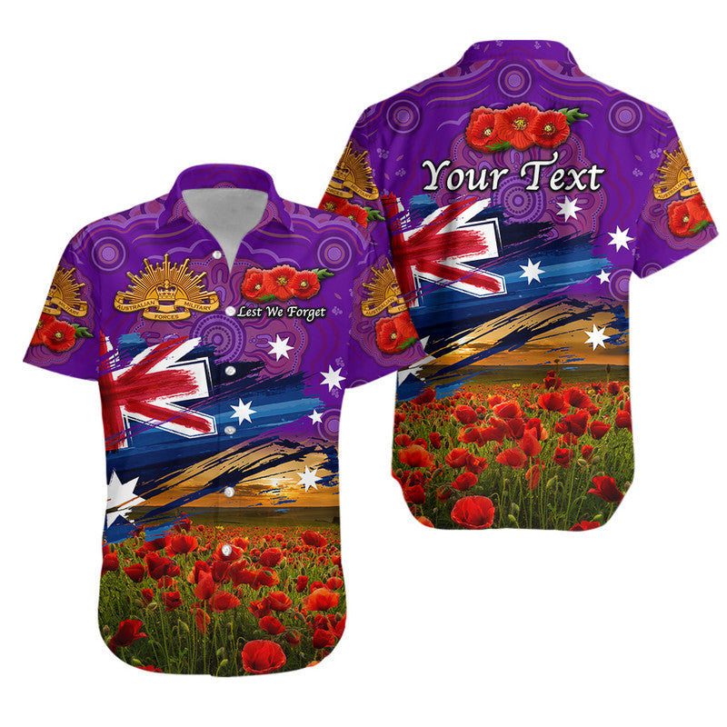 (Custom Personalised) Australia Aboriginal ANZAC Hawaiian Shirt Poppy Vibes - Purple - Vibe Hoodie Shop