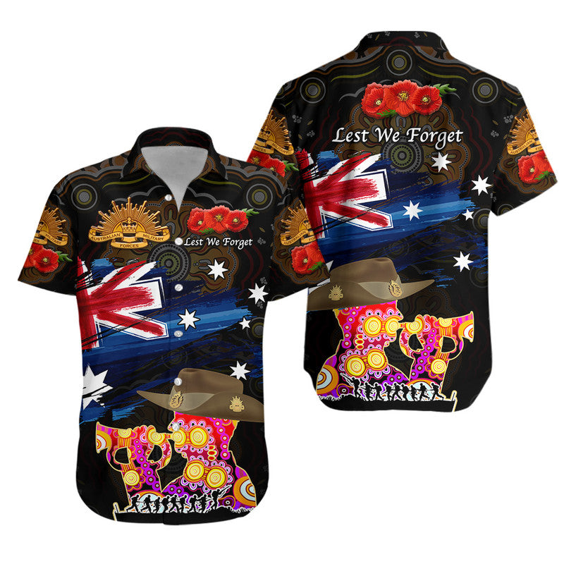 Australia Aboriginal ANZAC Hawaiian Shirt Remembrance Vibes - Black - Vibe Hoodie Shop