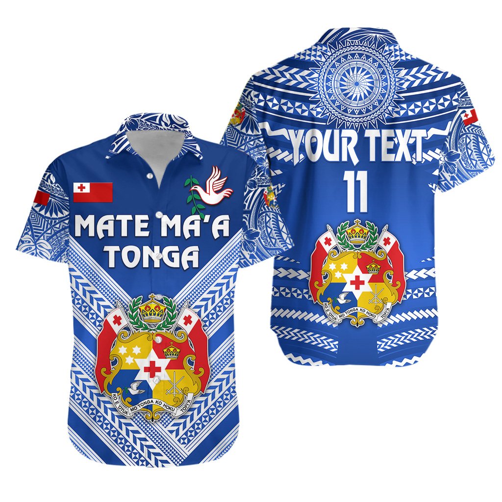 (Custom Personalised) Mate Ma'a Tonga Rugby Hawaiian Shirt Polynesian Creative Style, Custom Text and Number - Blue - Vibe Hoodie Shop