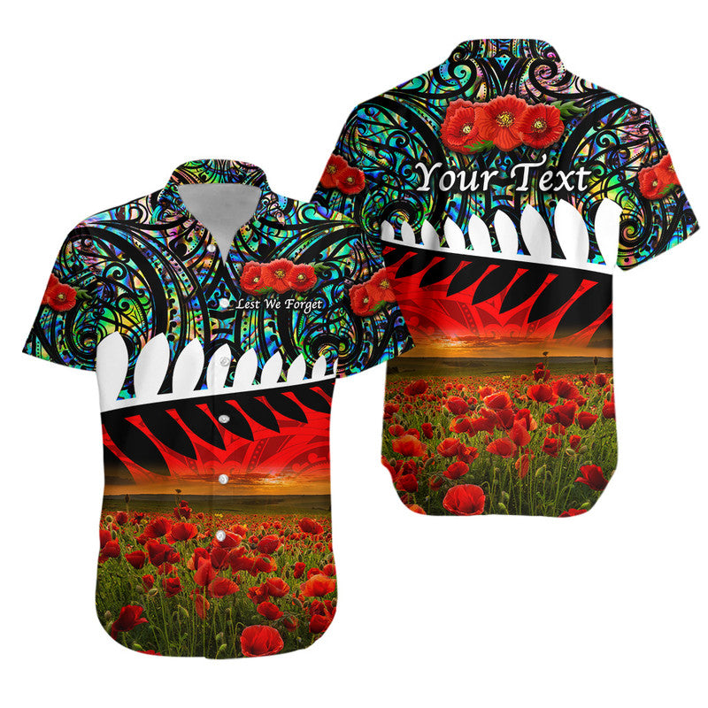 (Custom Personalised) New Zealand Maori ANZAC Hawaiian Shirt Poppy Vibes - Paua Shell - Vibe Hoodie Shop