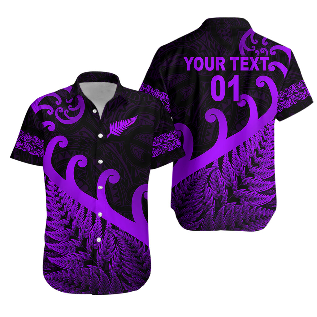 (Custom Personalised) New Zealand Rugby Maori Hawaiian Shirt Silver Fern Koru Vibes - Purple - Vibe Hoodie Shop