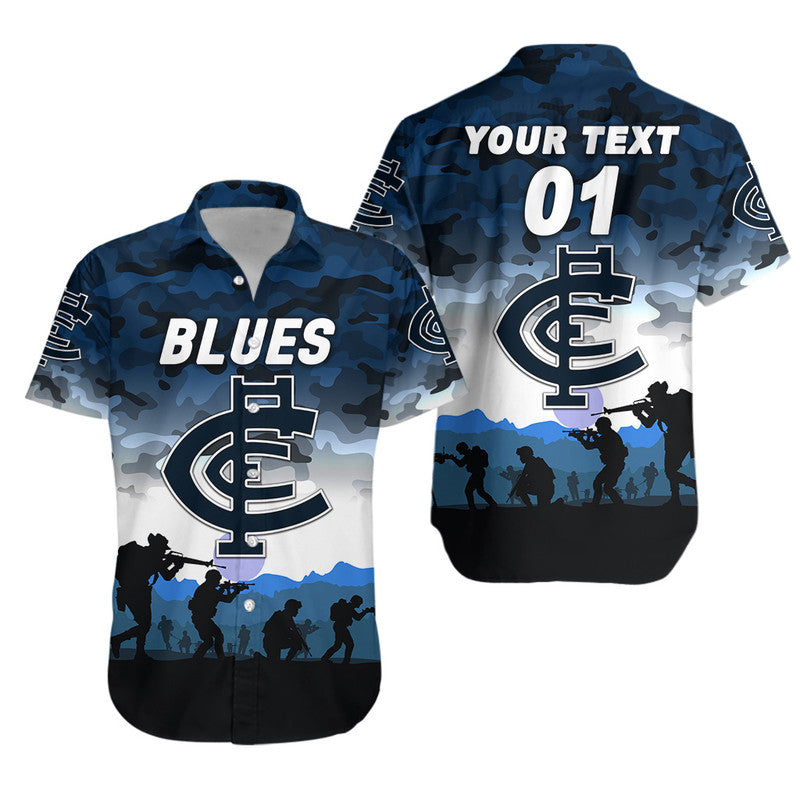 (Custom Personalised) Carlton Blues ANZAC Hawaiian Shirt Simple Style - Vibe Hoodie Shop