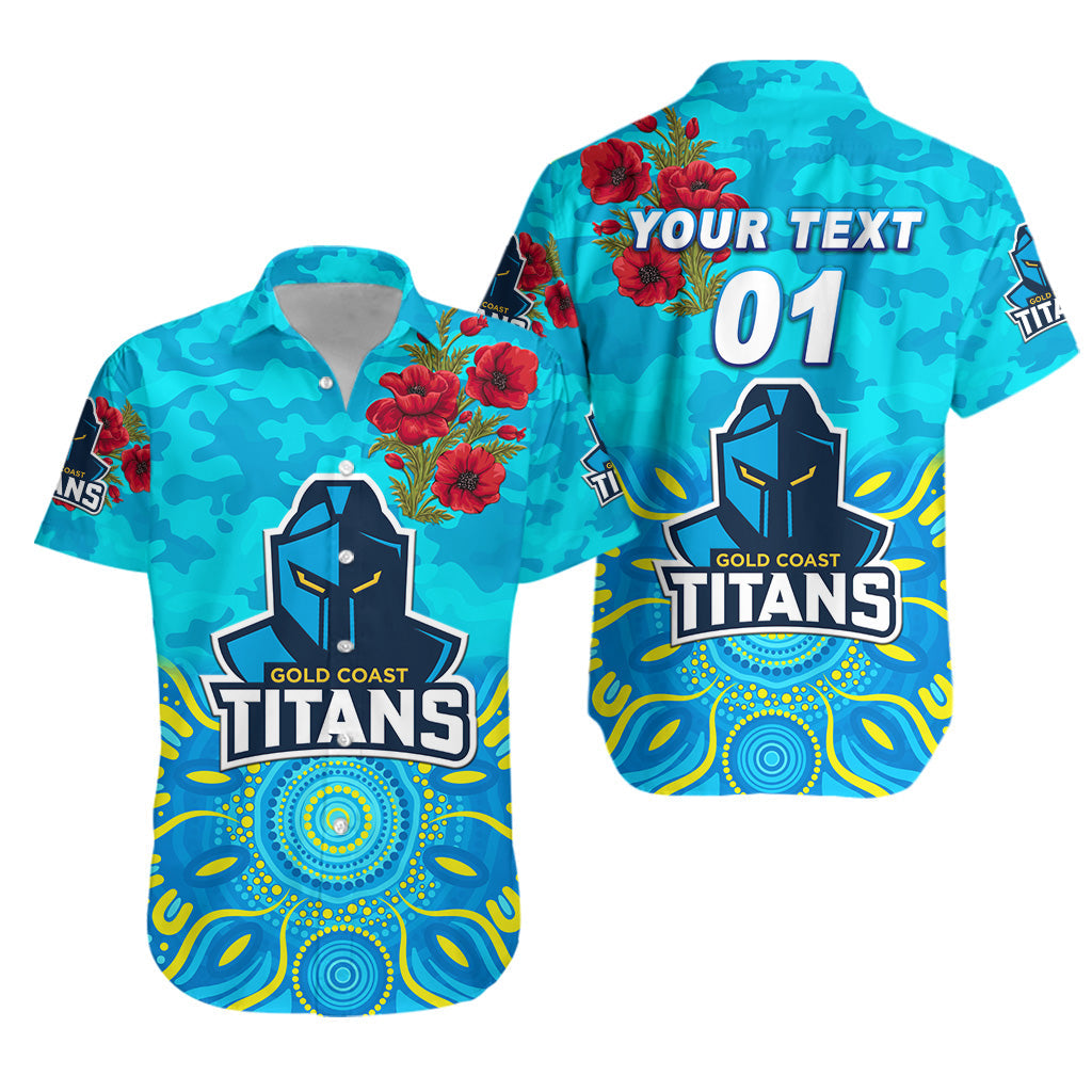 (Custom Personalised) Gold Coast Titans ANZAC 2022 Hawaiian Shirt Indigenous Vibes - Vibe Hoodie Shop