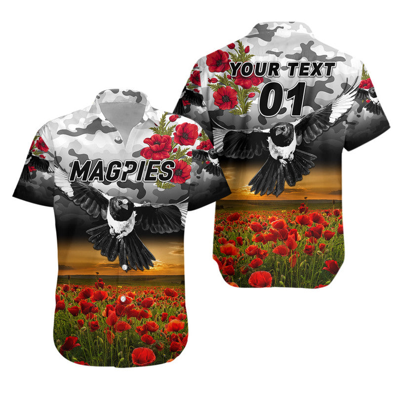 (Custom Personalised) Collingwood Magpies ANZAC Hawaiian Shirt Poppy Vibes - Vibe Hoodie Shop