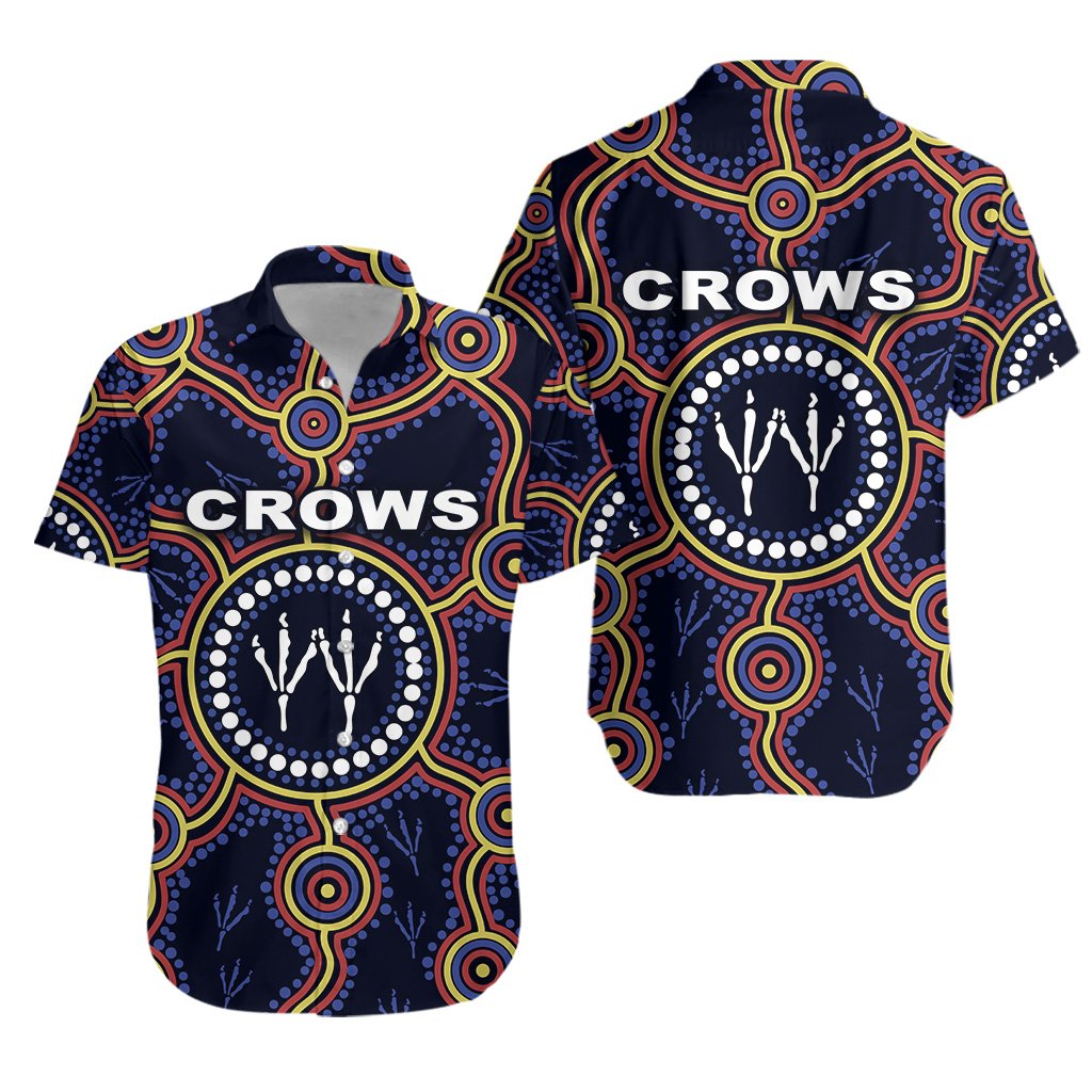 Adelaide Hawaiian Shirt Indigenous Crows Footprint - Vibe Hoodie Shop