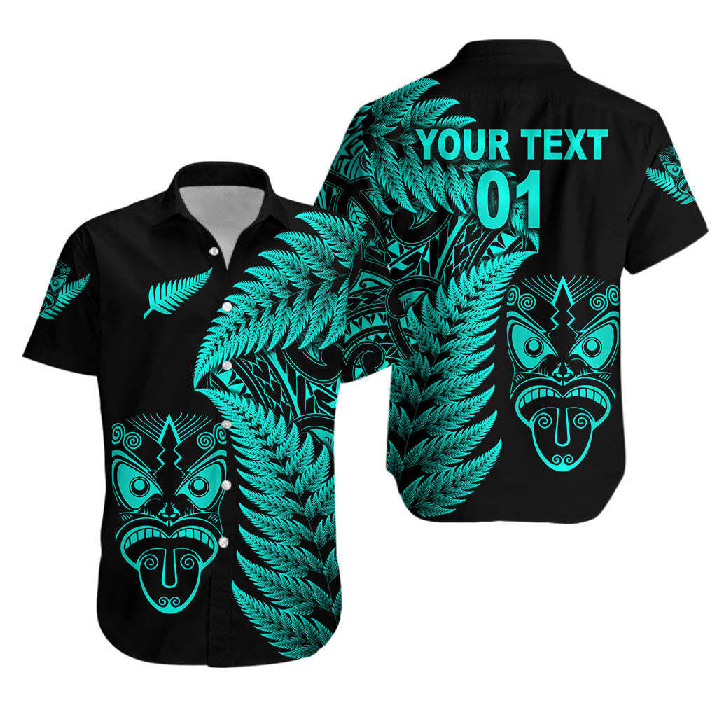 (Custom Personalised) New Zealand Haka Rugby Maori Hawaiian Shirt Silver Fern Vibes - Turquoise - Vibe Hoodie Shop