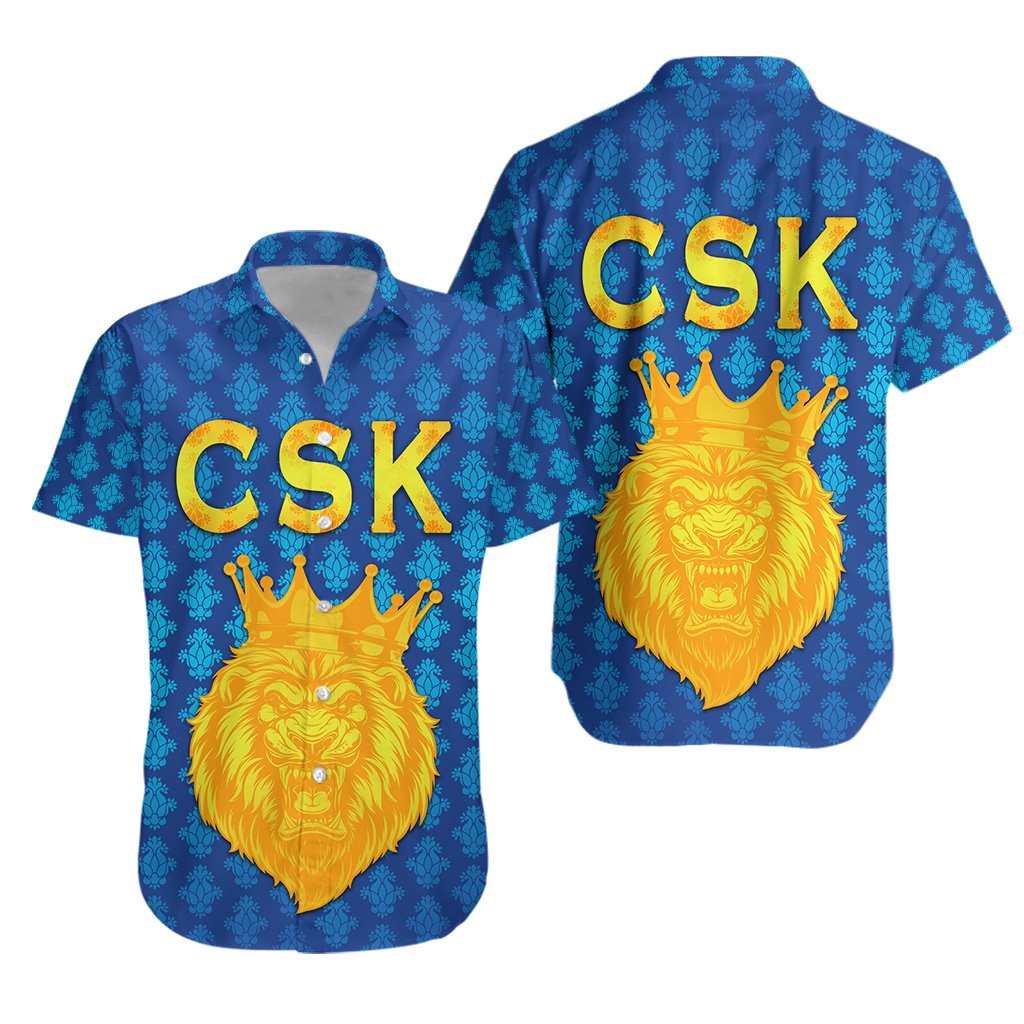 Chennai Super Kings Hawaiian Shirt Cricket Traditional Pride - Blue - Vibe Hoodie Shop