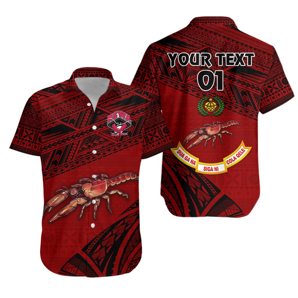 (Custom Personalised) Rewa Rugby Union Fiji Hawaiian Shirt Special Version - Red NO.1, Custom Text And Number - Vibe Hoodie Shop