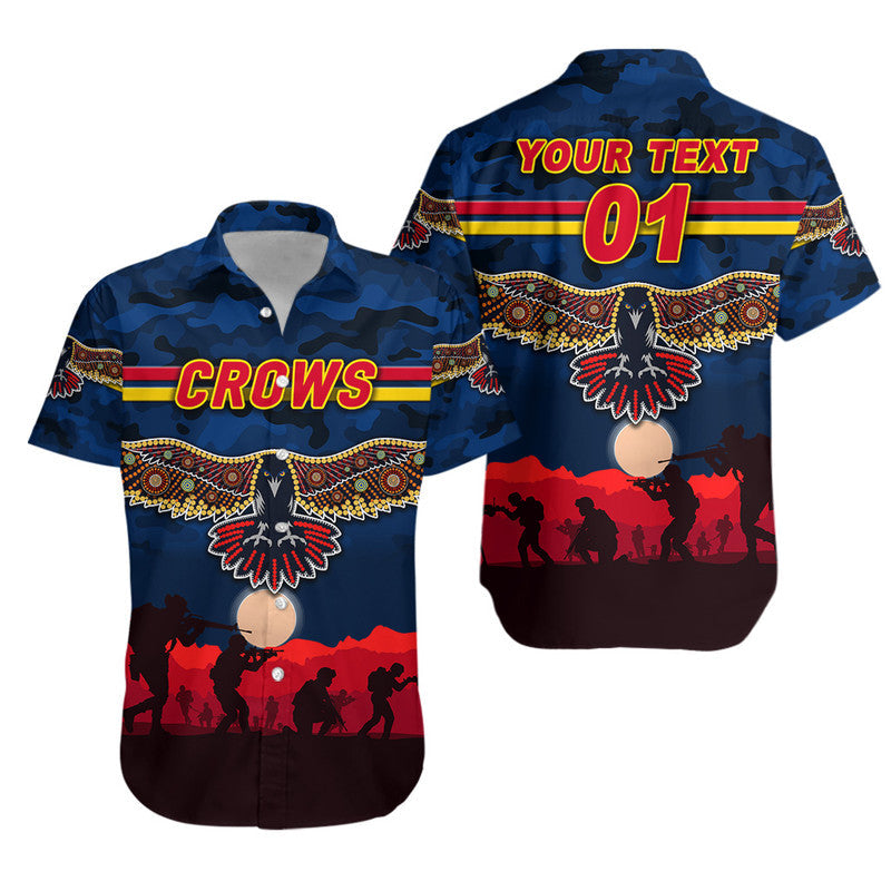 (Custom Personalised) Adelaide Crows ANZAC Hawaiian Shirt Simple Style - Navy Blue - Vibe Hoodie Shop