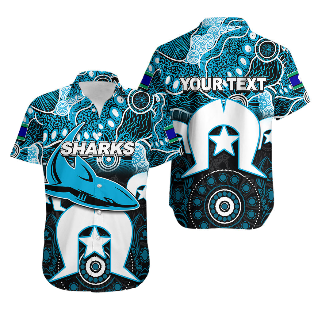 (Custom Personalised) Sharks Torres Strait Islanders Mix Aboriginal Hawaiaan Shirt - Vibe Hoodie Shop