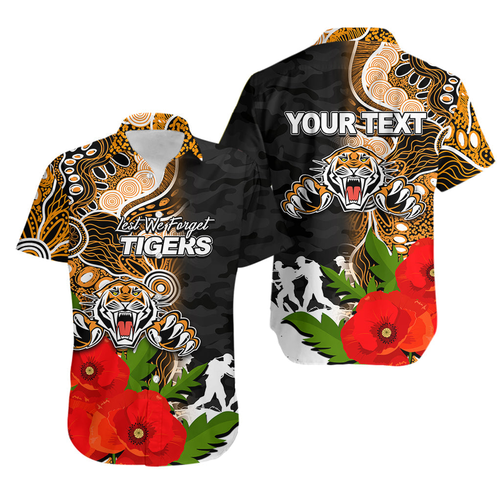 (Custom Personalised) Tigers ANZAC Day Aboriginal Mix Army Patterns Hawaiian Shirt - Vibe Hoodie Shop