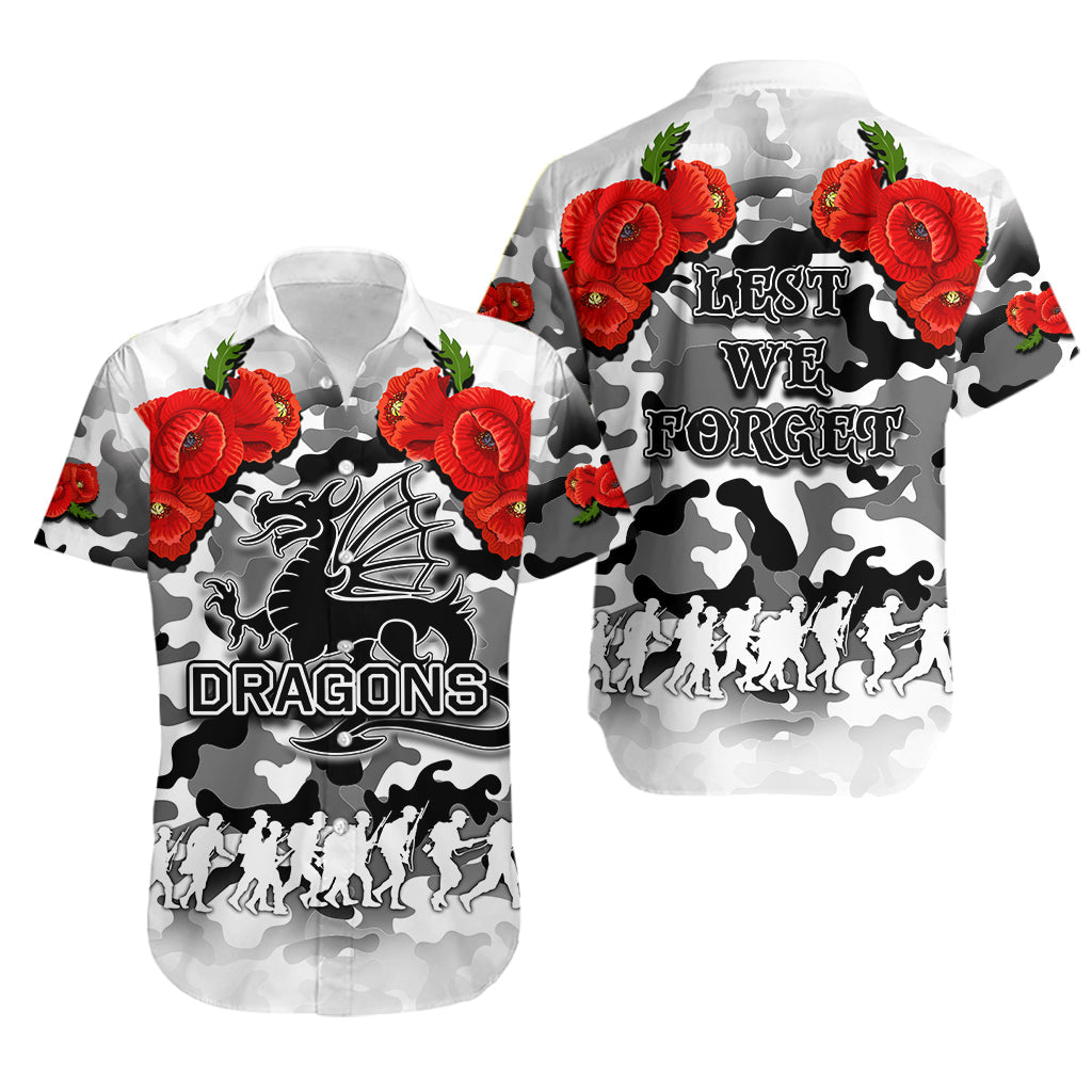 ANZAC Day Hawaiian Shirt Dragons Army Style No.2 - Vibe Hoodie Shop