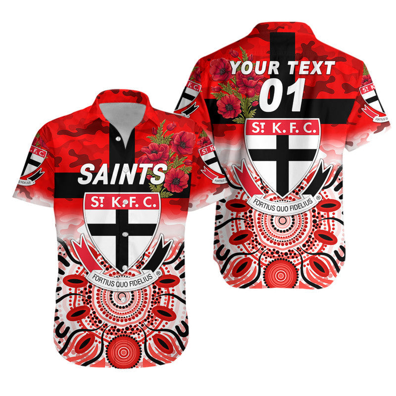 (Custom Personalised) St Kilda Saints ANZAC Hawaiian Shirt Indigenous Vibes - Vibe Hoodie Shop