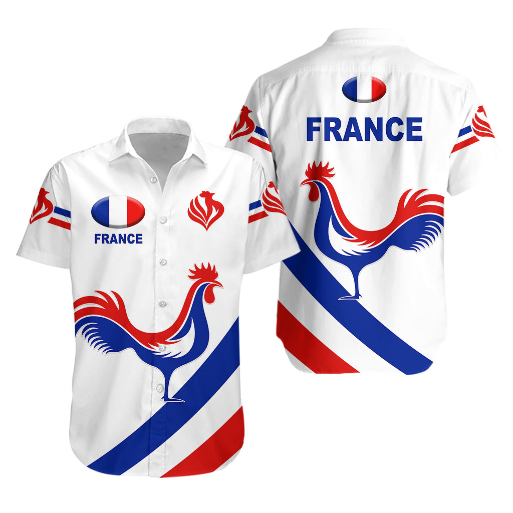 France Rugby Hawaiian Shirt Simple Style - White - Vibe Hoodie Shop