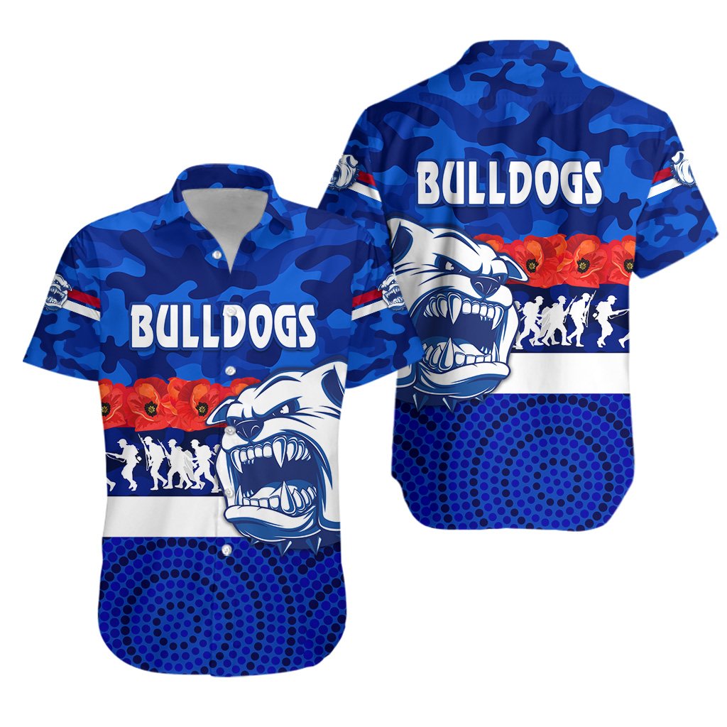 Western Bulldogs Hawaiian Shirt ANZAC Day Poppy Flower - Vibe Hoodie Shop