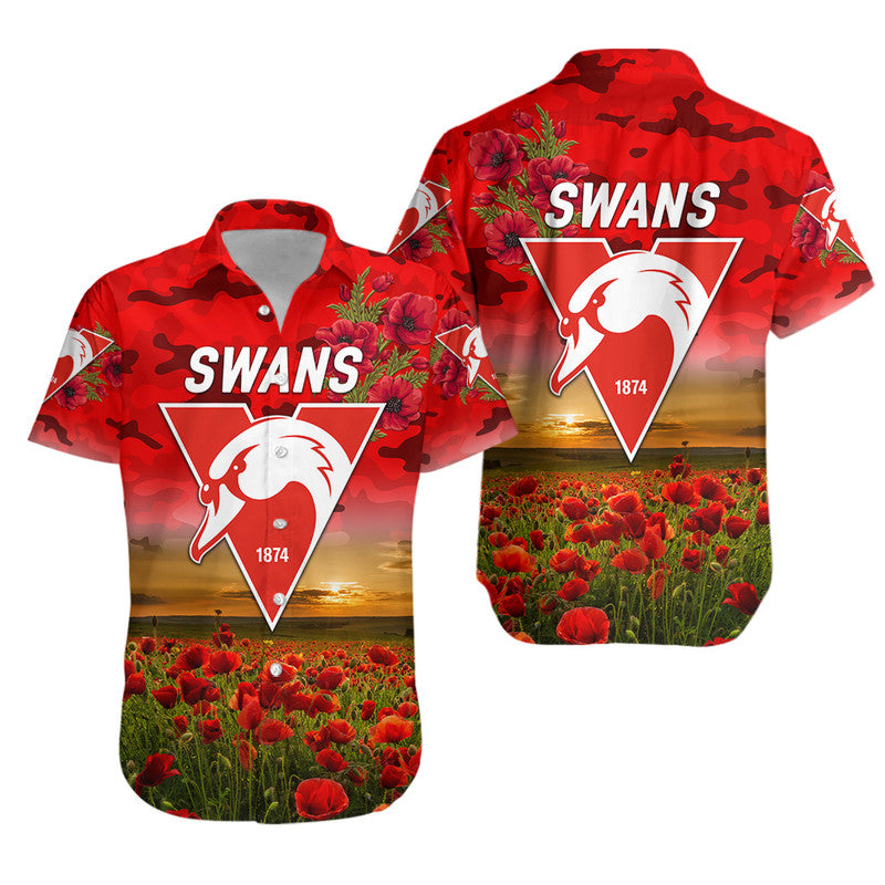 Sydney Swans ANZAC Hawaiian Shirt Poppy Vibes - Vibe Hoodie Shop