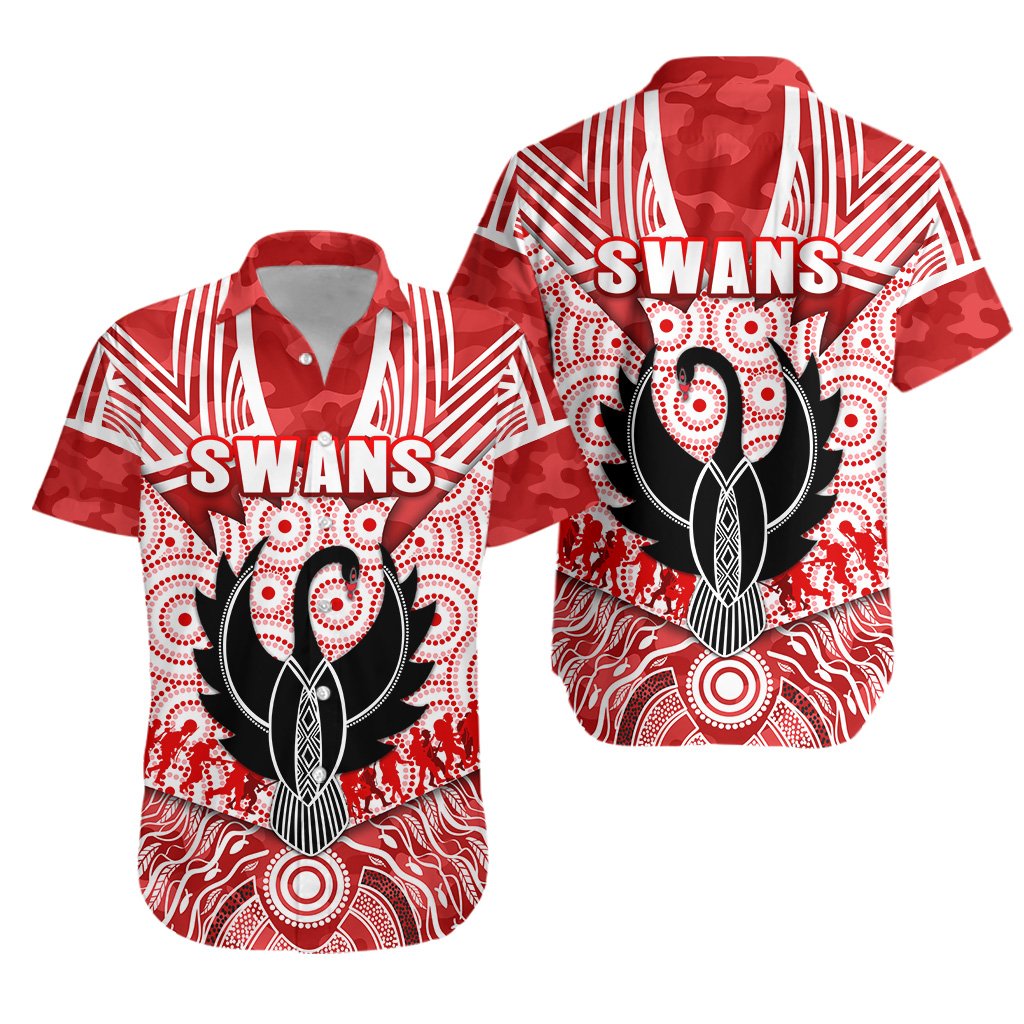 Sydney Swans Hawaiian Shirt ANZAC Day Indigenous - Vibe Hoodie Shop