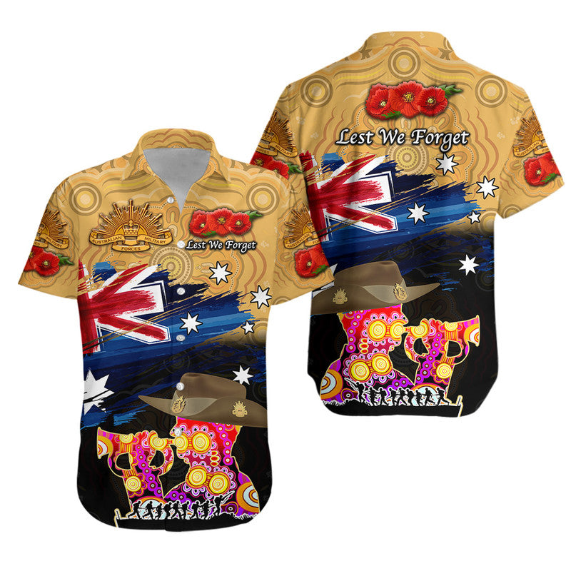 Australia Aboriginal ANZAC Hawaiian Shirt Remembrance Vibes - Gold - Vibe Hoodie Shop