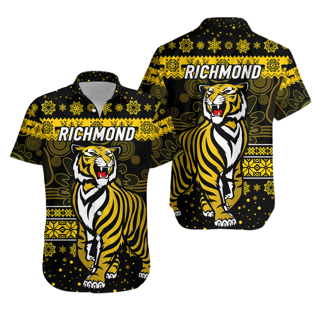 Richmond Tigers Hawaiian Shirt Christmas Simple Style - Black - Vibe Hoodie Shop