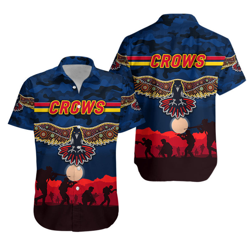 Adelaide Crows ANZAC Hawaiian Shirt Simple Style - Navy Blue - Vibe Hoodie Shop