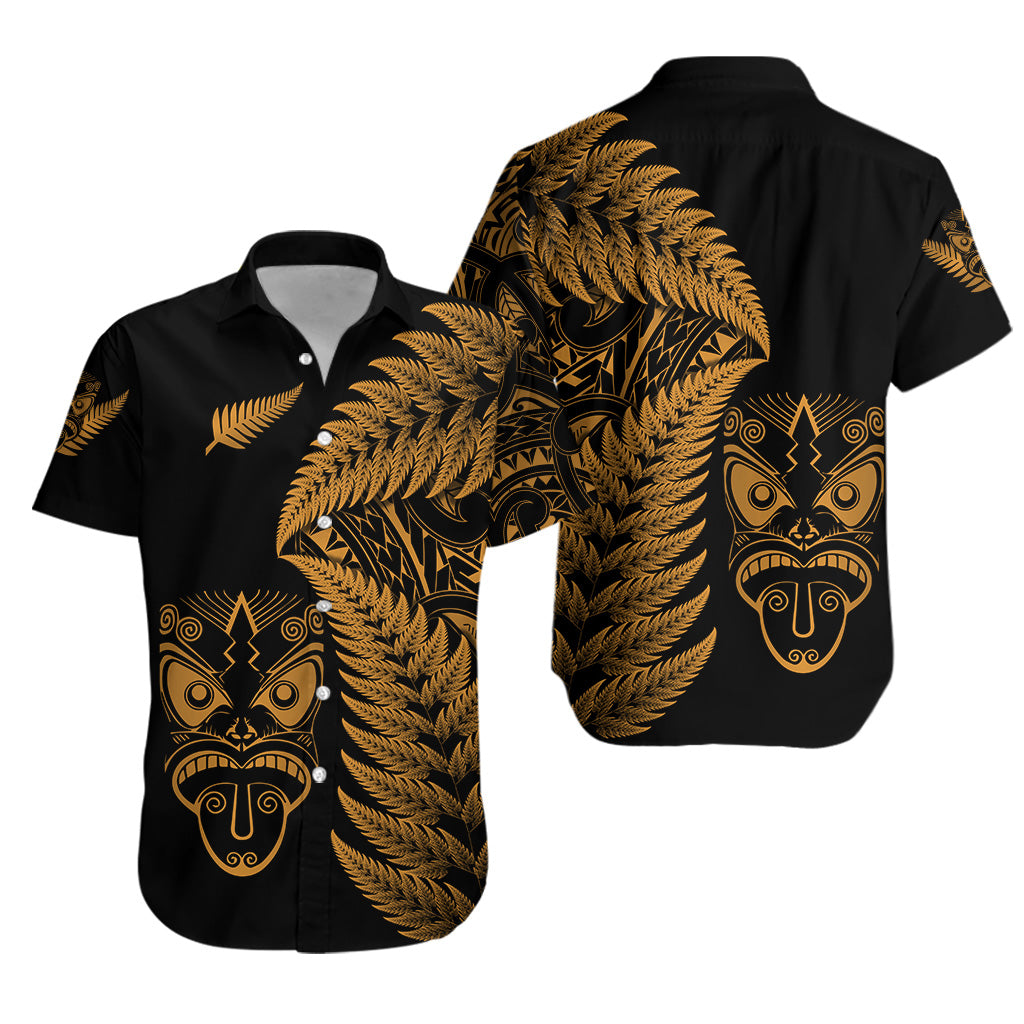 New Zealand Haka Rugby Maori Hawaiian Shirt Silver Fern Vibes - Gold - Vibe Hoodie Shop