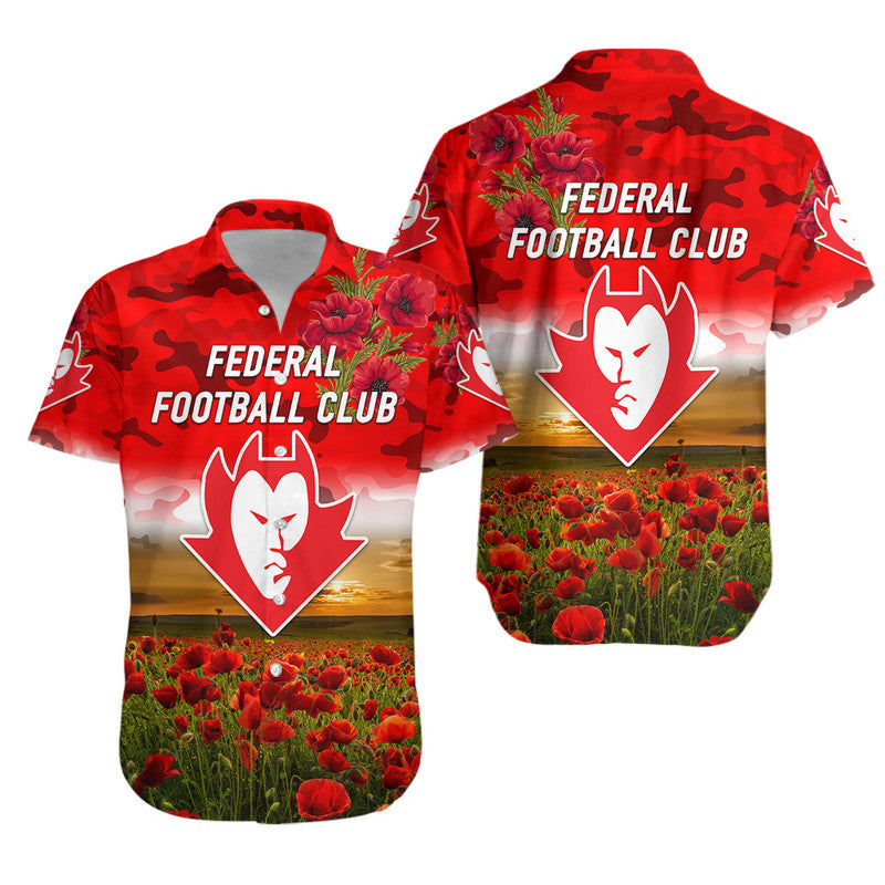 Federal Football Club ANZAC Hawaiian Shirt Poppy Vibes - Vibe Hoodie Shop