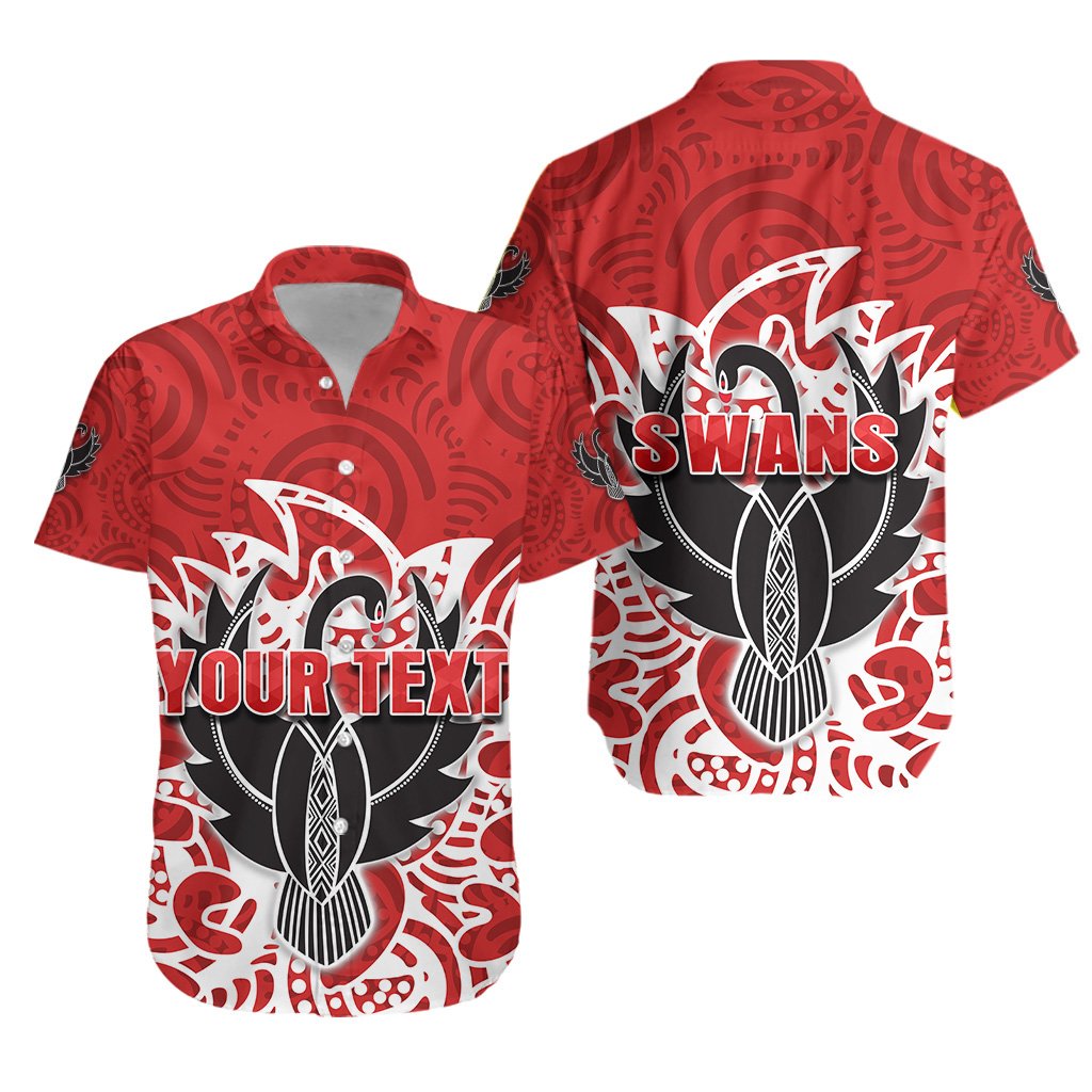 (Custom Personalised) Sydney Hawaiian Shirt Simple Indigenous Swans - Vibe Hoodie Shop