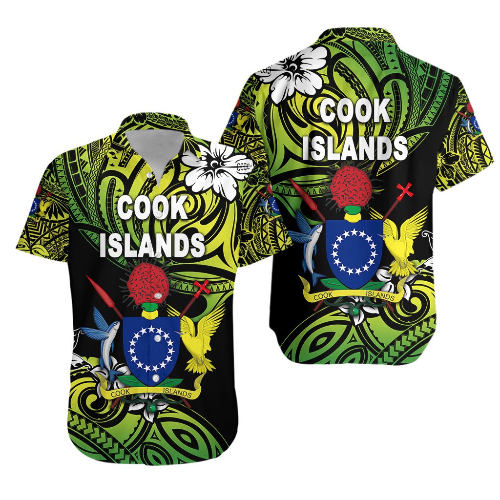 Cook Islands Rugby Hawaiian Shirt Unique Vibes Coat Of Arms - Green - Vibe Hoodie Shop