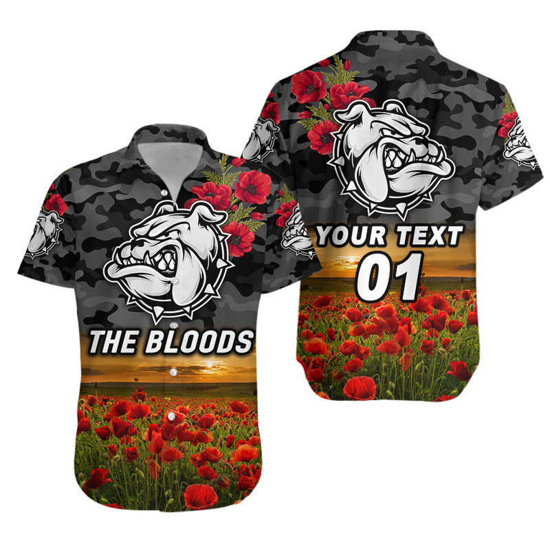 (Custom Personalised) West Football Club Alice Springs ANZAC Hawaiian Shirt The Bloods Poppy Vibes - Black - Vibe Hoodie Shop