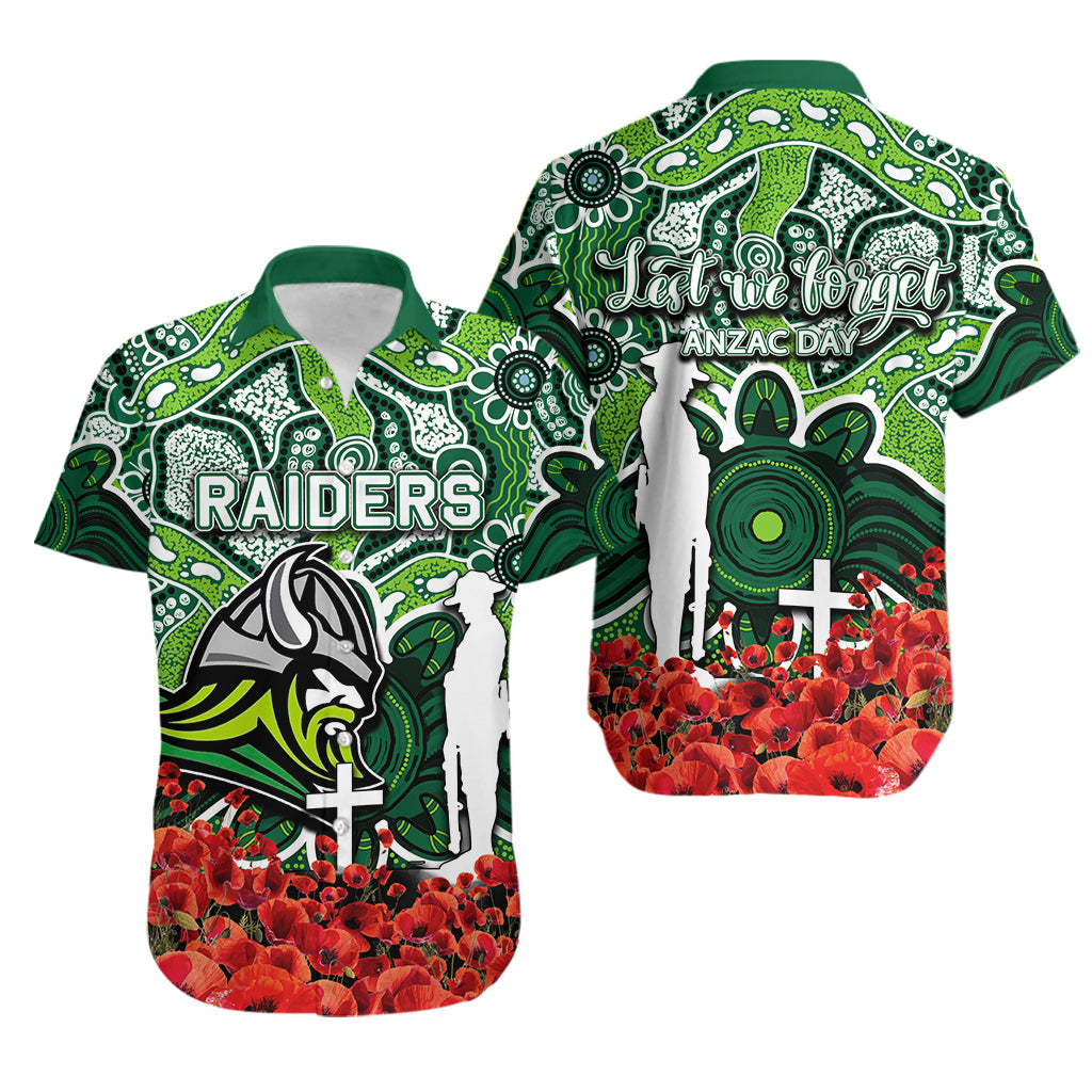 Raiders Hawaiian Shirt ANZAC Day Poppy Flowers With Aboriginal - Vibe Hoodie Shop