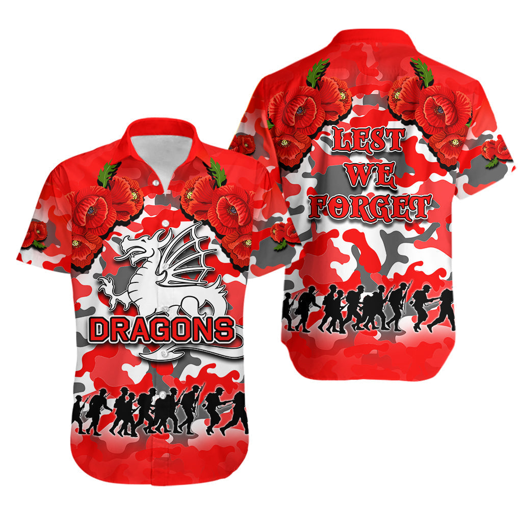 ANZAC Day Hawaiian Shirt Dragons Army Style No.1 - Vibe Hoodie Shop