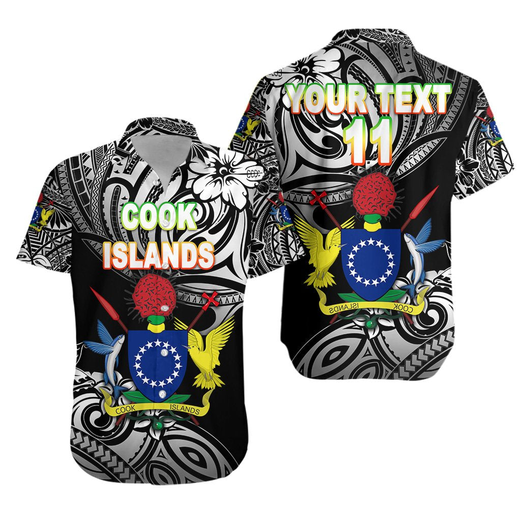 (Custom Personalised) Cook Islands Rugby Hawaiian Shirt Unique Vibes Coat Of Arms - Black, Custom Text and Number - Vibe Hoodie Shop