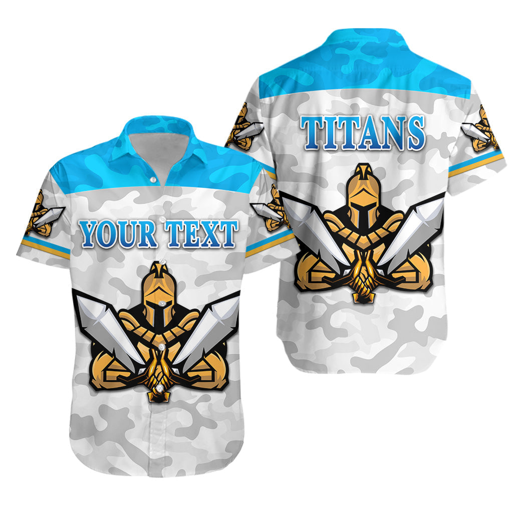 (Custom Personalised) Gold Coast Titans Hawaiian Shirt 2021 Gladiator Camouflage - Vibe Hoodie Shop