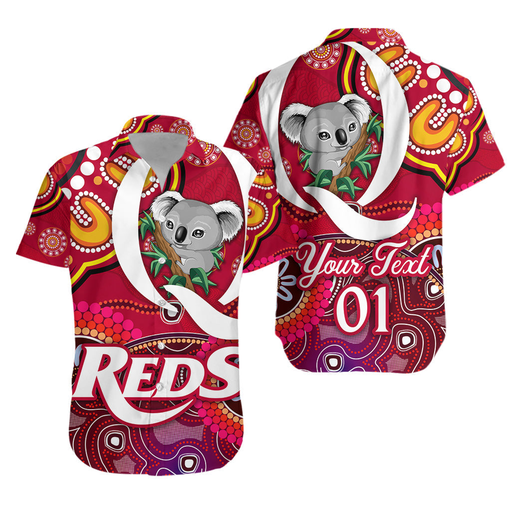 (Custom Personalised) Queensland Reds Aboriginal Hawaiian Shirt Koala Indigenous Vibes - Vibe Hoodie Shop