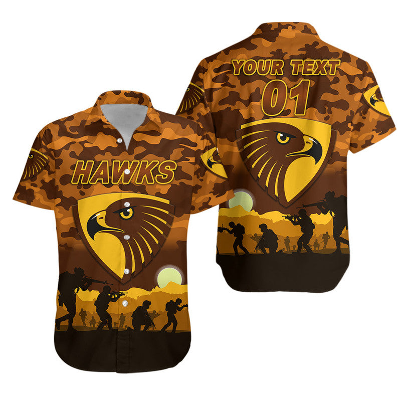 (Custom Personalised) Hawthorn Hawks ANZAC Hawaiian Shirt Simple Style - Vibe Hoodie Shop