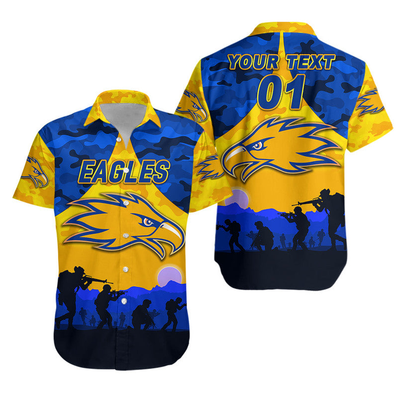 (Custom Personalised) West Coast Eagles ANZAC Hawaiian Shirt Simple Style - Gold - Vibe Hoodie Shop