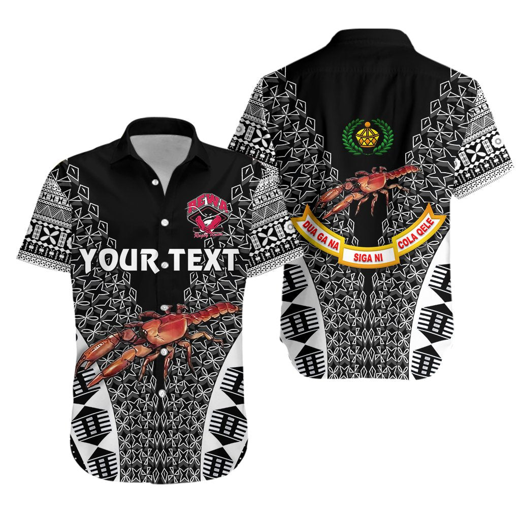 (Custom Personalised) Rewa Rugby Union Fiji Hawaiian Shirt Tapa Vibes - Black - Vibe Hoodie Shop